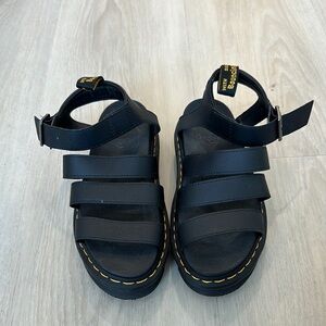 Dr. Martens Black Blaire Hydro Leather Sandals Size 38/US7